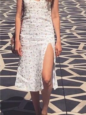 Reformation High Slit 100% Linen Dress